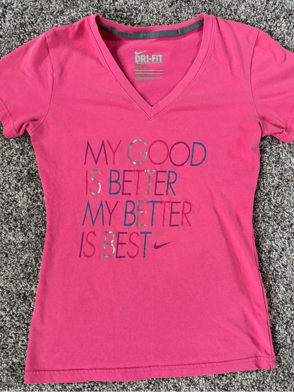 Nike Dri-FIT Pink V-Neck Athletic Tee